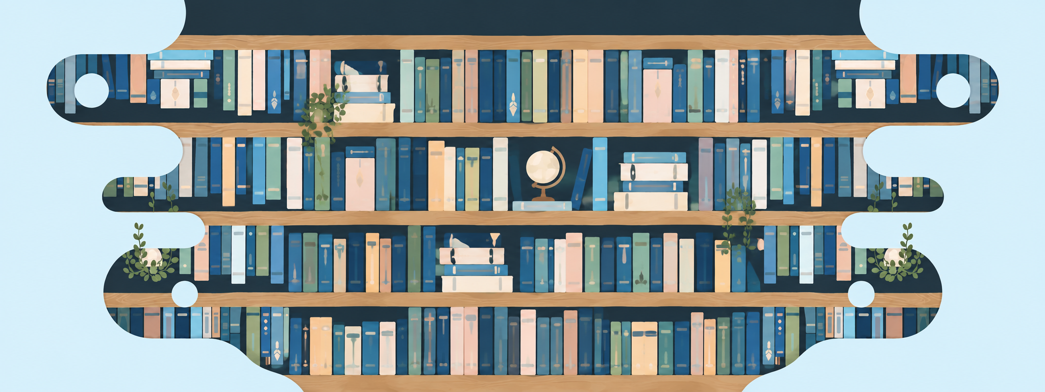 رف كتب في مكتبة انتقاء